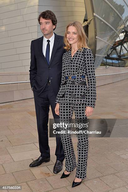 Antoine Arnault and Natalia Vodianova attend the Foundation Louis Vuitton Opening at Foundation Louis Vuitton on October 20, 2014 in...