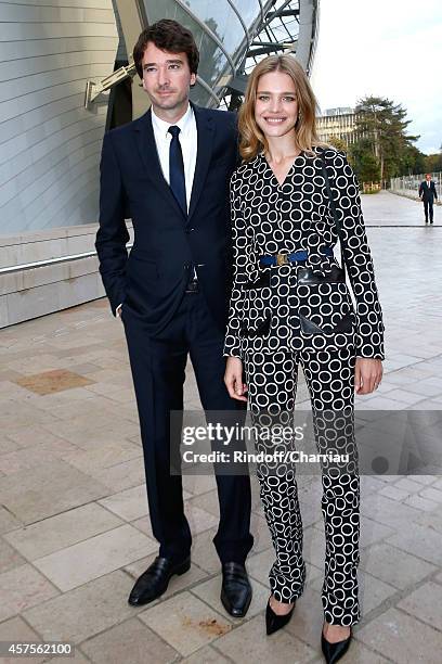 Antoine Arnault and Natalia Vodianova attend the Foundation Louis Vuitton Opening at Foundation Louis Vuitton on October 20, 2014 in...