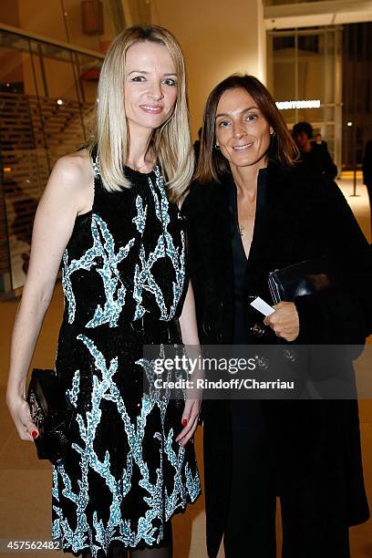 Delphine Arnaud and Phoebe Philo attend the Foundation Louis Vuitton Opening at Foundation Louis Vuitton on October 20, 2014 in Boulogne-Billancourt,...