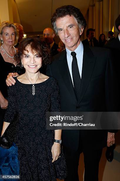 Jack Lang and his wife Monique attend the Foundation Louis Vuitton Opening at Foundation Louis Vuitton on October 20, 2014 in Boulogne-Billancourt,...