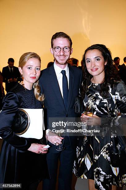 Ludovic Watine Arnauld, his sister Stephanie Watine Arnault and Isabelle Vitari attend the Foundation Louis Vuitton Opening at Foundation Louis...