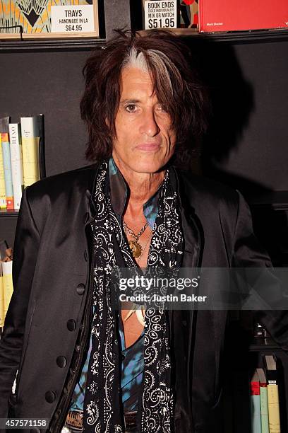 Joe Perry signs copies of his new book "Rocks" at Book Soup on October 20, 2014 in West Hollywood, California.