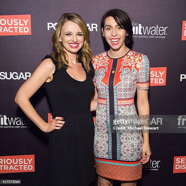 Actresses Morgan Grace Jarrett and Laura Grey attend the 'Seriously Distracted' launch party at 1OAK on October 20, 2014 in New York City.