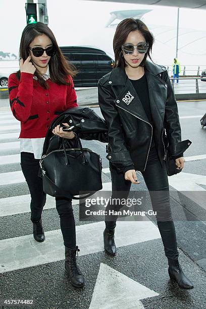 Ara are seen on departure at Incheon International Airport on October 21, 2014 in Incheon, South Korea.