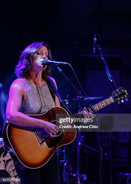 Sarah McLachlan performs on stage during her 'Shine On' Canadian Tour at The Orpheum Theatre on October 20, 2014 in Vancouver, Canada.