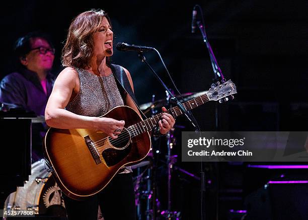 Sarah McLachlan performs on stage during her 'Shine On' Canadian Tour at The Orpheum Theatre on October 20, 2014 in Vancouver, Canada.