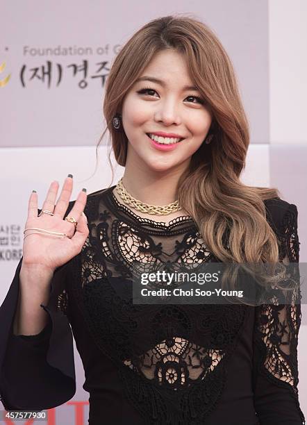 Ailee poses for photographs during the 2014 Hallyu Dream Concert at Gyeongju Citizen Stadium on September 28, 2014 in Seoul, South Korea.