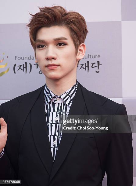 Pose for photographs during the 2014 Hallyu Dream Concert at Gyeongju Citizen Stadium on September 28, 2014 in Seoul, South Korea.