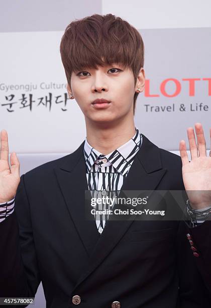 Pose for photographs during the 2014 Hallyu Dream Concert at Gyeongju Citizen Stadium on September 28, 2014 in Seoul, South Korea.