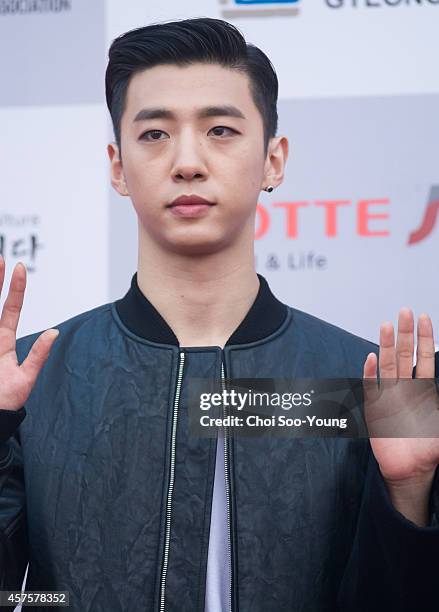 Pose for photographs during the 2014 Hallyu Dream Concert at Gyeongju Citizen Stadium on September 28, 2014 in Seoul, South Korea.