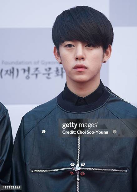 Pose for photographs during the 2014 Hallyu Dream Concert at Gyeongju Citizen Stadium on September 28, 2014 in Seoul, South Korea.