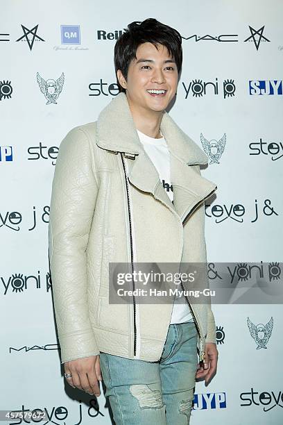 South Korean actor Kim Ji-Hoon poses for photographs at the Steve J and Yoni P show as part of Seoul Fashion Week S/S 2015 at DDP on October 20, 2014...