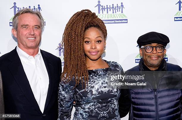 Robert F. Kennedy Jr., singer Chrisette Michele and Spike Lee attend the 2014 Restore Brooklyn Benefit at Frederick P. Rose Hall, Jazz at Lincoln...