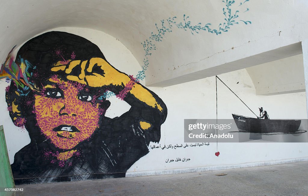 Paintings on walls attract tourist attention in Tunisia