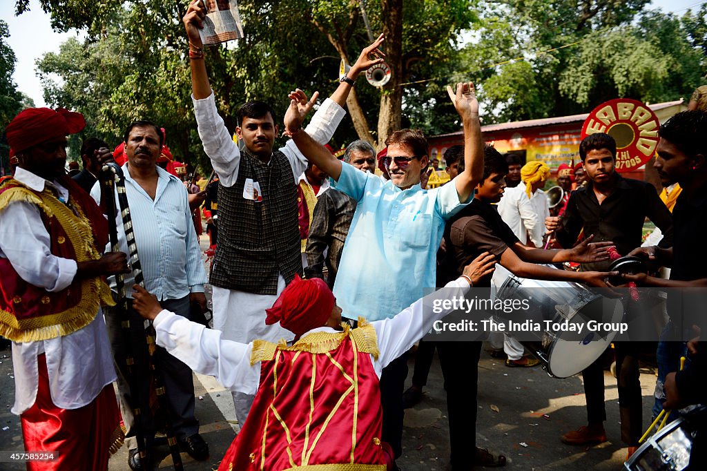 Celebration by BJP supporters