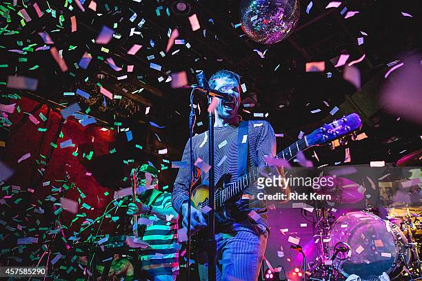 Musicians Damian Kulash amd Tim Nordwind of OK Go perform in concert at The Parish on October 20, 2014 in Austin, Texas.