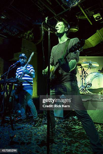 Musicians Tim Nordwind and Damian Kulash of OK Go perform in concert at The Parish on October 20, 2014 in Austin, Texas.