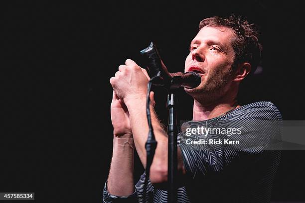 Musician/vocalist Damian Kulash of OK Go performs in concert at The Parish on October 20, 2014 in Austin, Texas.