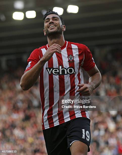 Graziano Pelle of Southampton celebrates after scoring their fifth goal during the Barclays Premier League match between Southampton and Sunderland...