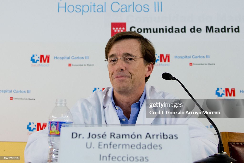 Carlos III Hospital Press Conference On Health Of Ebola Patient Teresa Romero