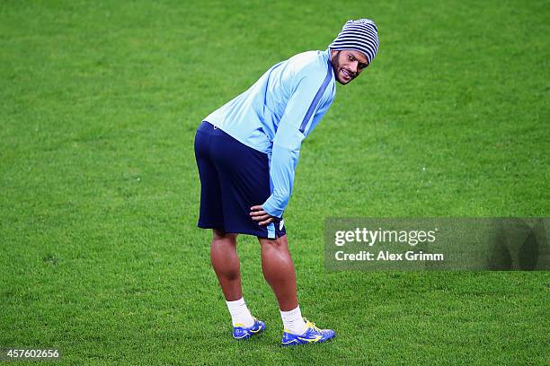 Hulk attends a FC Zenit training session ahead of their UEFA Champions League Group C match against Bayer Leverkusen at BayArena on October 21, 2014...