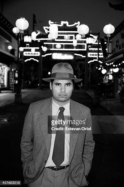 Actor Michael Pena poses behind the scenes for the movie Gangster Squad, Downtown Los Angeles, California 2012.
