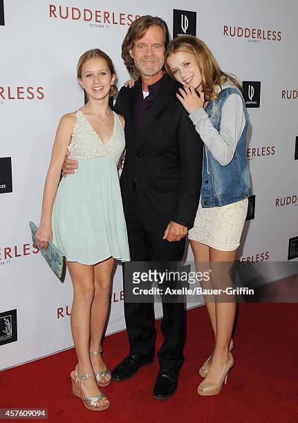Actor William H. Macy and daughters Georgia Grace Macy and Sophia Grace Macy arrive at the Los Angeles VIP Screening of 'Rudderless' at the Vista...