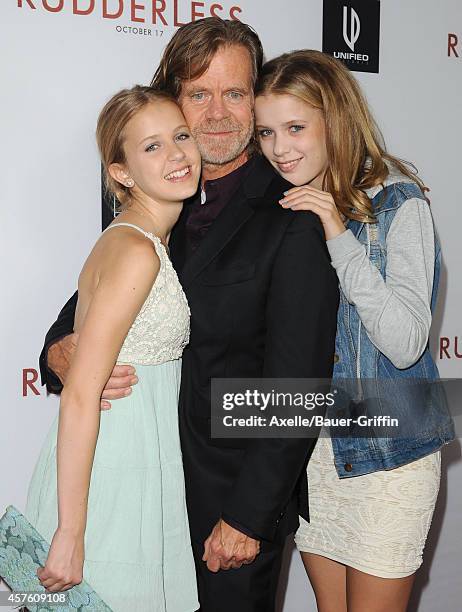 Actor William H. Macy and daughters Georgia Grace Macy and Sophia Grace Macy arrive at the Los Angeles VIP Screening of 'Rudderless' at the Vista...