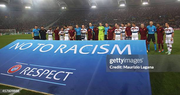 Players of Roma and of Bayern Muenchen during the UEFA Champions League match between AS Roma and FC Bayern Munchen at Stadio Olimpico on October 21,...