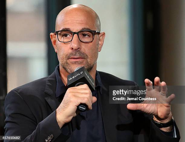 Actor Stanley Tucci discusses his new cookbook "The Tucci Table" during the AOL BUILD Series at AOL Studios In New York on October 21, 2014 in New...