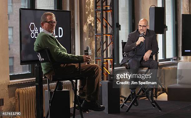 Journalist/film critic Marshall Fine and actor/director Stanley Tucci attend AOL BUILD Series Presents: Stanley Tucci Discusses His Cookbook "The...