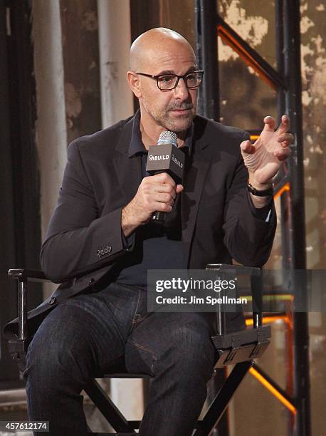 Actor/director Stanley Tucci attends AOL BUILD Series Presents: Stanley Tucci Discusses His Cookbook "The Tucci Table" at AOL Studios In New York on...