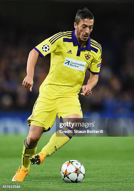 Agim Ibraimi of NK Maribor in action during the UEFA Champions League Group G match between Chelsea FC and NK Maribor at Stamford Bridge on October...