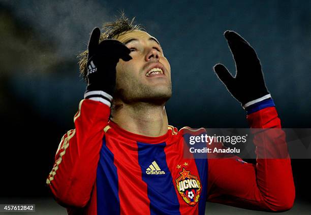 Bibras Natcho of CSKA Moscow celebrates after scoring a goal during the UEFA Champions League Group E game between CSKA Moscow and Manchester City at...