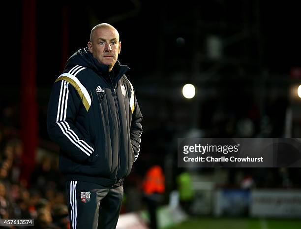 Brentford manager Mark Warburton during the Sky Bet Championship match between Brentford and Sheffield Wednesday at Griffin Park on October 21, 2014...