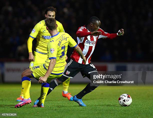 Moses Odubajo attacks for Brentford during the Sky Bet Championship match between Brentford and Sheffield Wednesday at Griffin Park on October 21,...