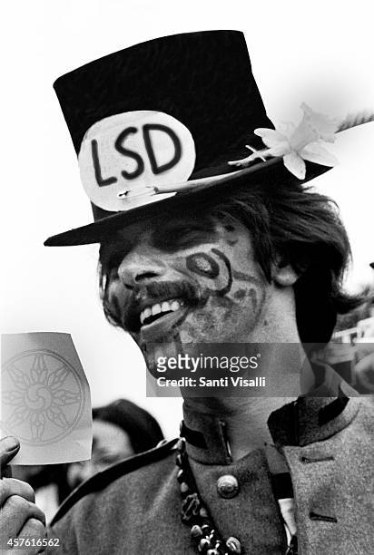 Man with LSD sign on May 5, 1967 in New York, New York.