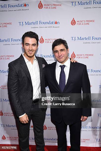 Kevin Jonas and Chairman and CEO, Sony Music Entertainment Latin Iberia Afo Verde attend the T.J. Martell Foundation's 39th Annual New York Honors...