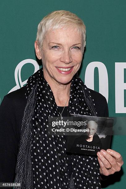 Annie Lennox promotes her CD "Nostalgia" at Barnes & Noble Union Square on October 21, 2014 in New York City.