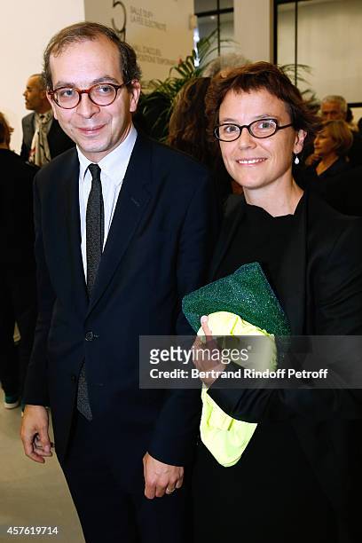 President of Musee Picasso Laurent Le Bon and his wife Constance Guisset attend the 'Diner des Amis du Musee d'Art Moderne' at Musee d'Art Moderne on...