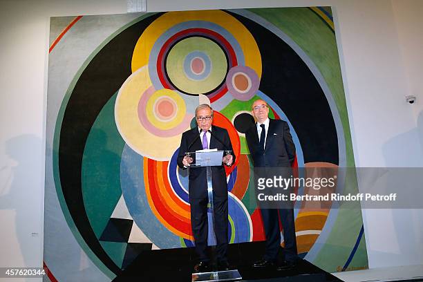 Christian Langlois-Meurinne and President of Museum of Modern Art of Paris Fabrice Hergott attend the 'Diner des Amis du Musee d'Art Moderne' at...