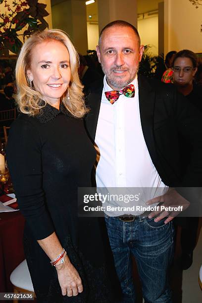 Artist Gilles Barbier and Sophie Friedmann attend the 'Diner des Amis du Musee d'Art Moderne' at Musee d'Art Moderne on October 21, 2014 in Paris,...