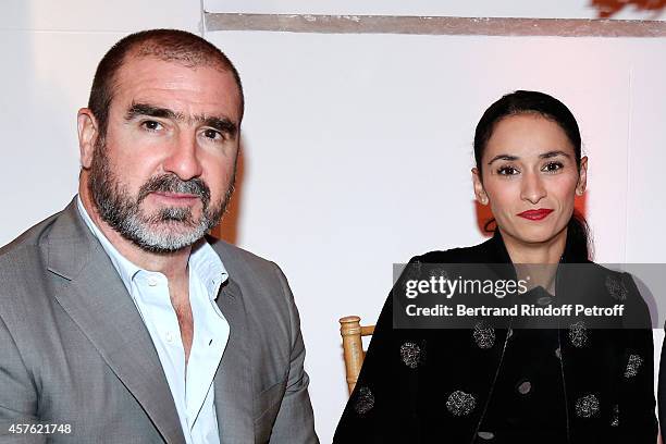 Eric Cantona and his wife Rachida Brakni attend the 'Diner des Amis du Musee d'Art Moderne' at Musee d'Art Moderne on October 21, 2014 in Paris,...