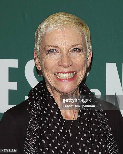 Singer Annie Lennox Signs Copies Of "Nostalgia" at Barnes & Noble Union Square on October 21, 2014 in New York City.