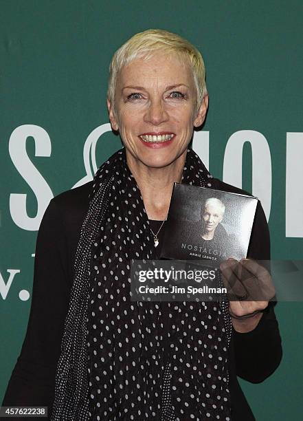 Singer Annie Lennox signs copies Of "Nostalgia" at Barnes & Noble Union Square on October 21, 2014 in New York City.