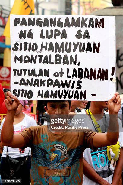 Farmers led by militant peasant group Kilusang Magbubukid ng Pilipinas marched to Mendiola Bridge near the Malacanang Palace in Manila City to demand...