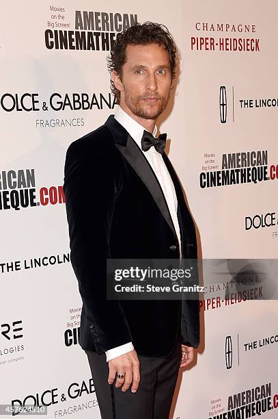 Honoree Matthew McConaughey attends the 28th American Cinematheque Award honoring Matthew McConaughey at The Beverly Hilton Hotel on October 21, 2014...