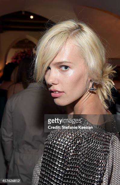 Model attends the 2014 CFDA/Vogue Fashion Fund Event presented by thecorner.com and supported by Aveda, Lexus, and Maybelline New York at Chateau...