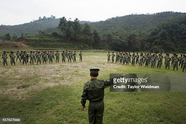 Recruits take part in field exercises at a training camp in Laiza, Kachin State, Myanmar. The Kachin Independence Army is the military wing of the...