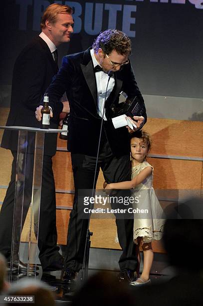 Director/writer Christopher Nolan, honoree Matthew McConaughey, and Vida Alves McConaughey attend the 28th American Cinematheque Award honoring...